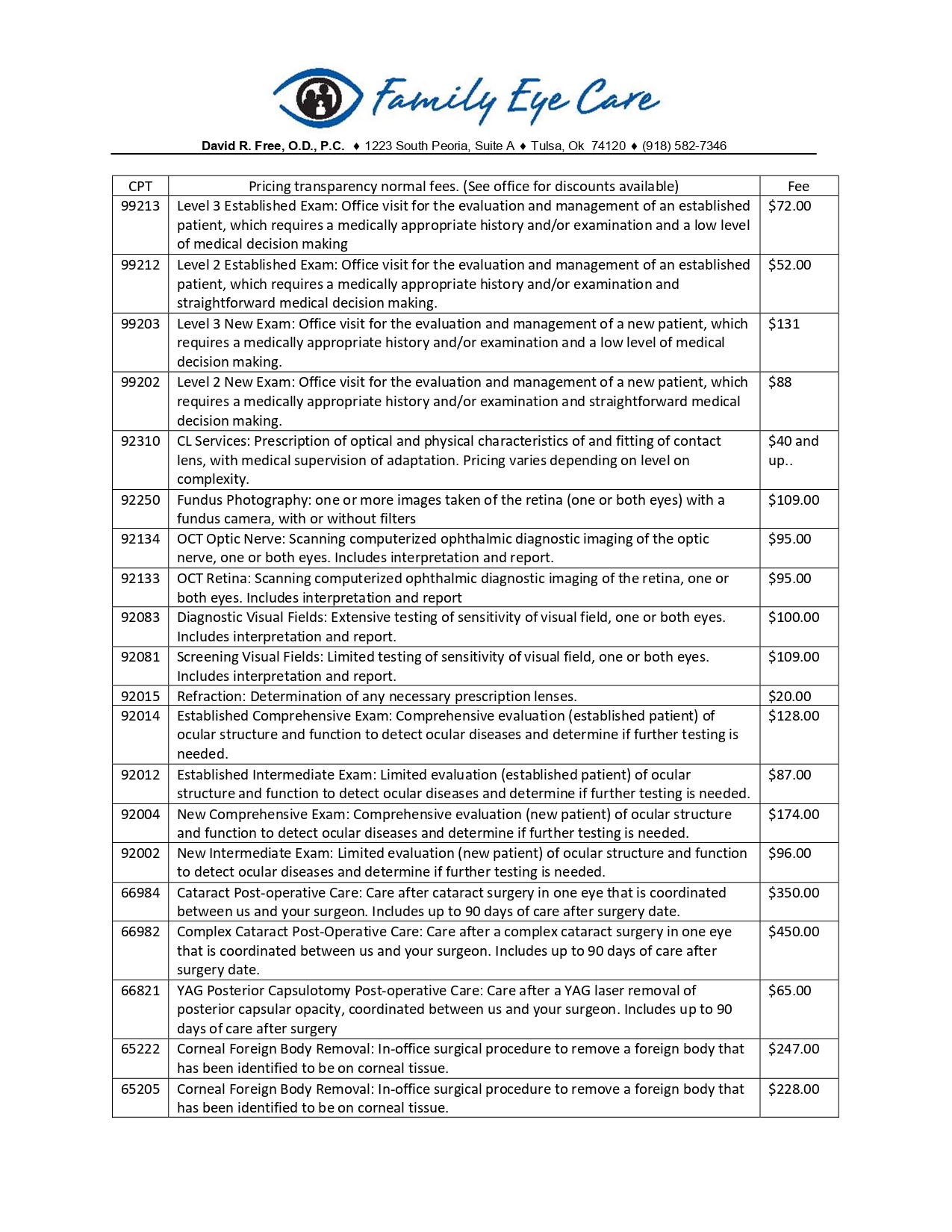 Price Transparency List